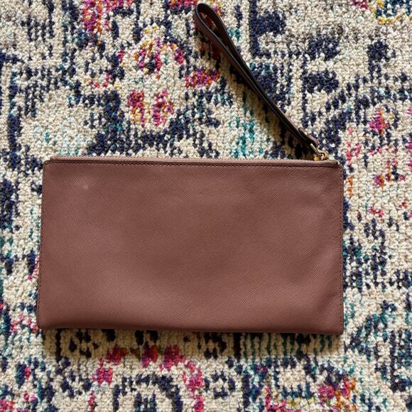 Michael Kors Wristlet Dusty Rose and Gold Saffiano Leather Wallet - Picture 2 of 4